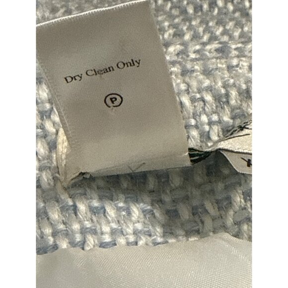 Coldwater Creek XL Womens Light Blue Tweed Open Front Lady Jacket  Fringe Detail - Picture 7 of 8